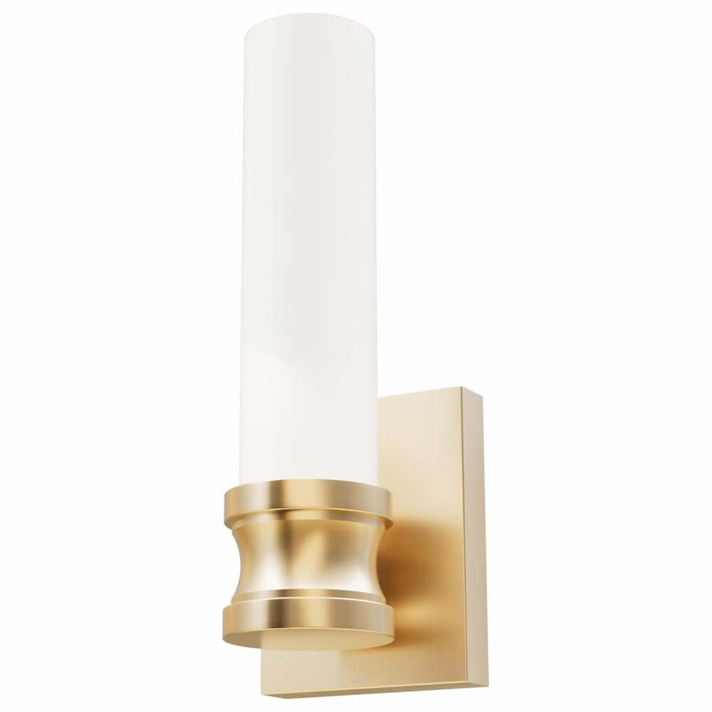 Hunter Lenlock 1-Light Wall Sconce with Cased White Shade in Alturas Gold, , large