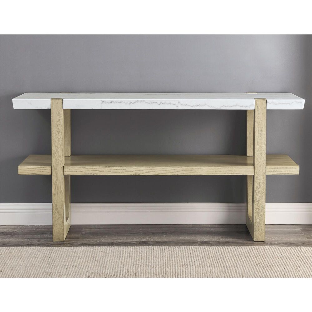 Steve Silver Perth Sofa Table in White and Weathered Sand, , large
