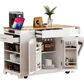 HOMLUX 47" Fluted Kitchen Island with Trash Can Storage Cabinet in White and Natural, , large