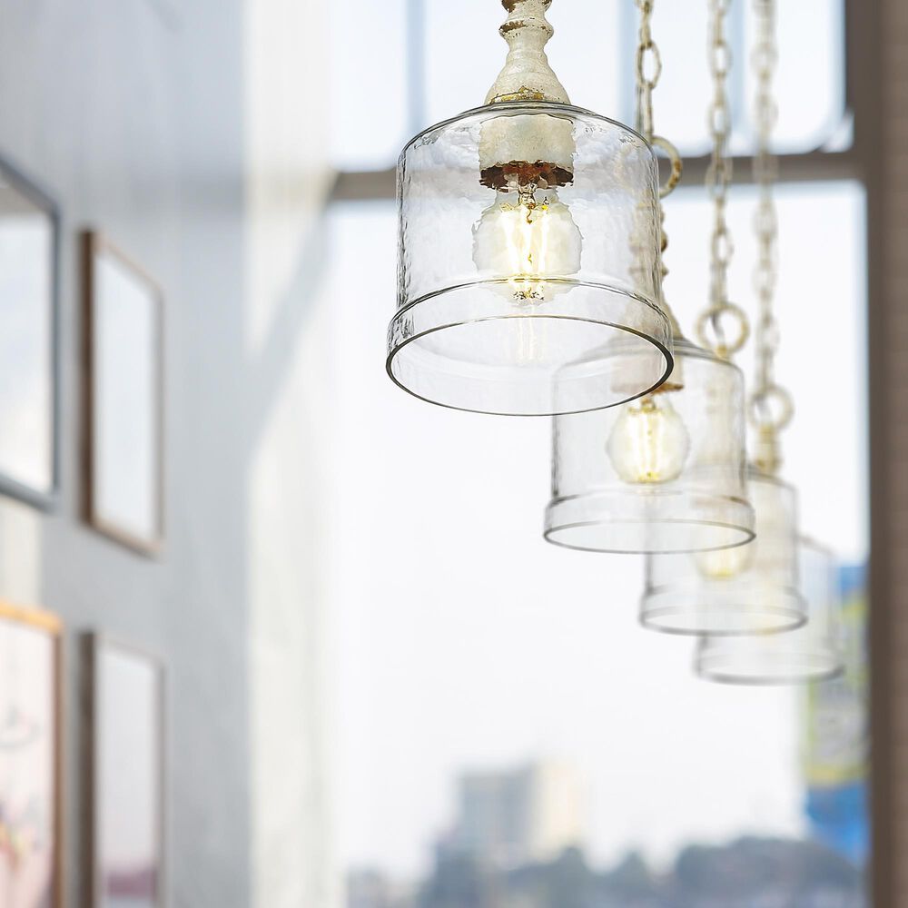 Golden Lighting Keating 1-Light Pendant with Hammered Water Shade in Antique Ivory, , large