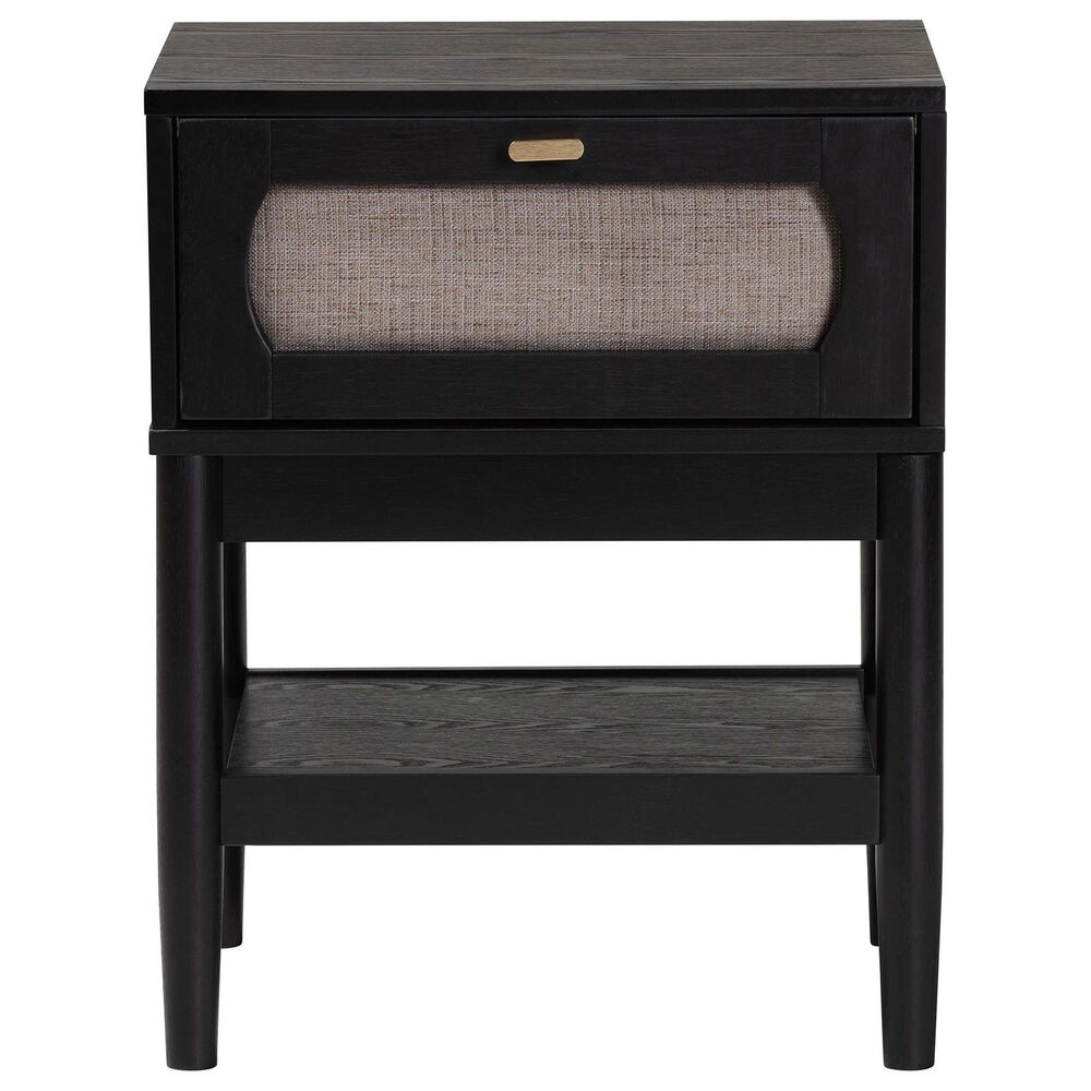 Baxton Studio Shirin 1-Drawer Nightstand in Black, , large