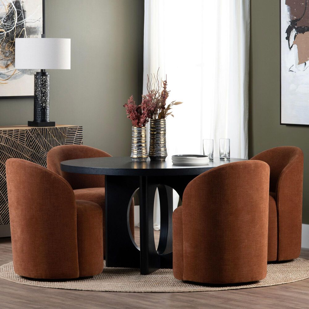 Slatehouse Archer 5-Piece Round Dining Set in Matte Black, , large