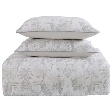 Pem America Tropical Plantation 3-Piece King Toile Duvet Set in Grey and White, , large