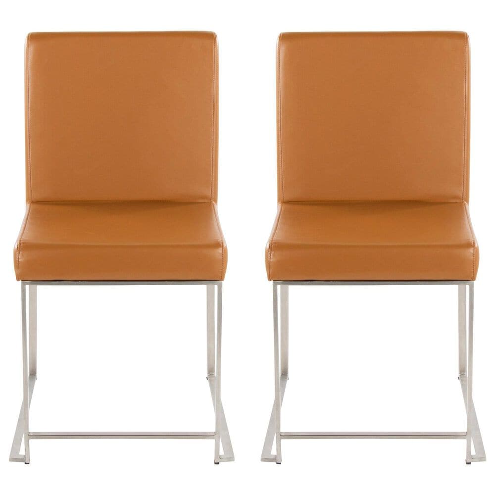 LumiSource Fuji Side Chair with Camel Cushion in Brushed Stainless Steel (Set of 2), , large