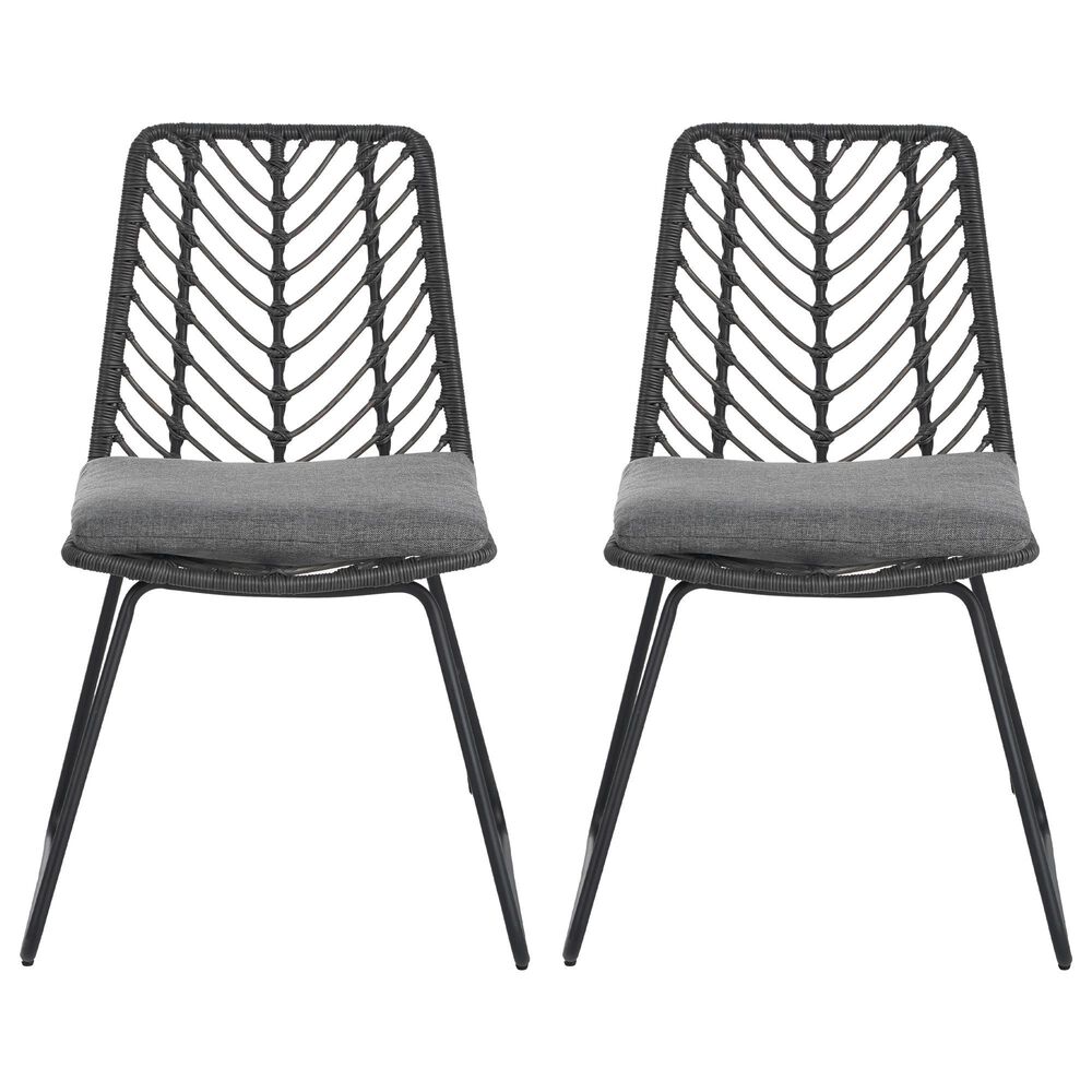 Hearth and Haven Deja Patio Chair with Gray Cushion in Gray &#40;Set of 2&#41;, , large