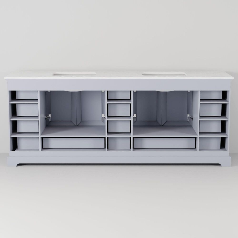 Lexora Home Dukes 84" Double Bathroom Vanity in Dark Grey with 2 cm White Cultured Marble Top and Rectangular Sinks, , large