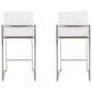 Lumisource Fuji Stackable Counter Stool with White Velvet Cushion in Brushed Stainless Steel (Set of 2), , large