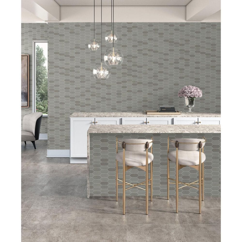 Dal-Tile Miramo Oyster 2&quot; x 5&quot; Picket Undulated on 12.25&quot; x 11.125&quot; Ceramic Mosaic Sheet, , large