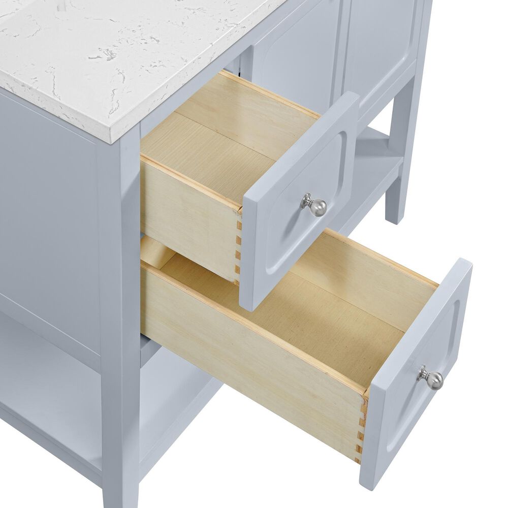 37B Ravello 36" Single Bathroom Vanity Cabinet in Soft Blue with Marble Top and Backsplash, , large