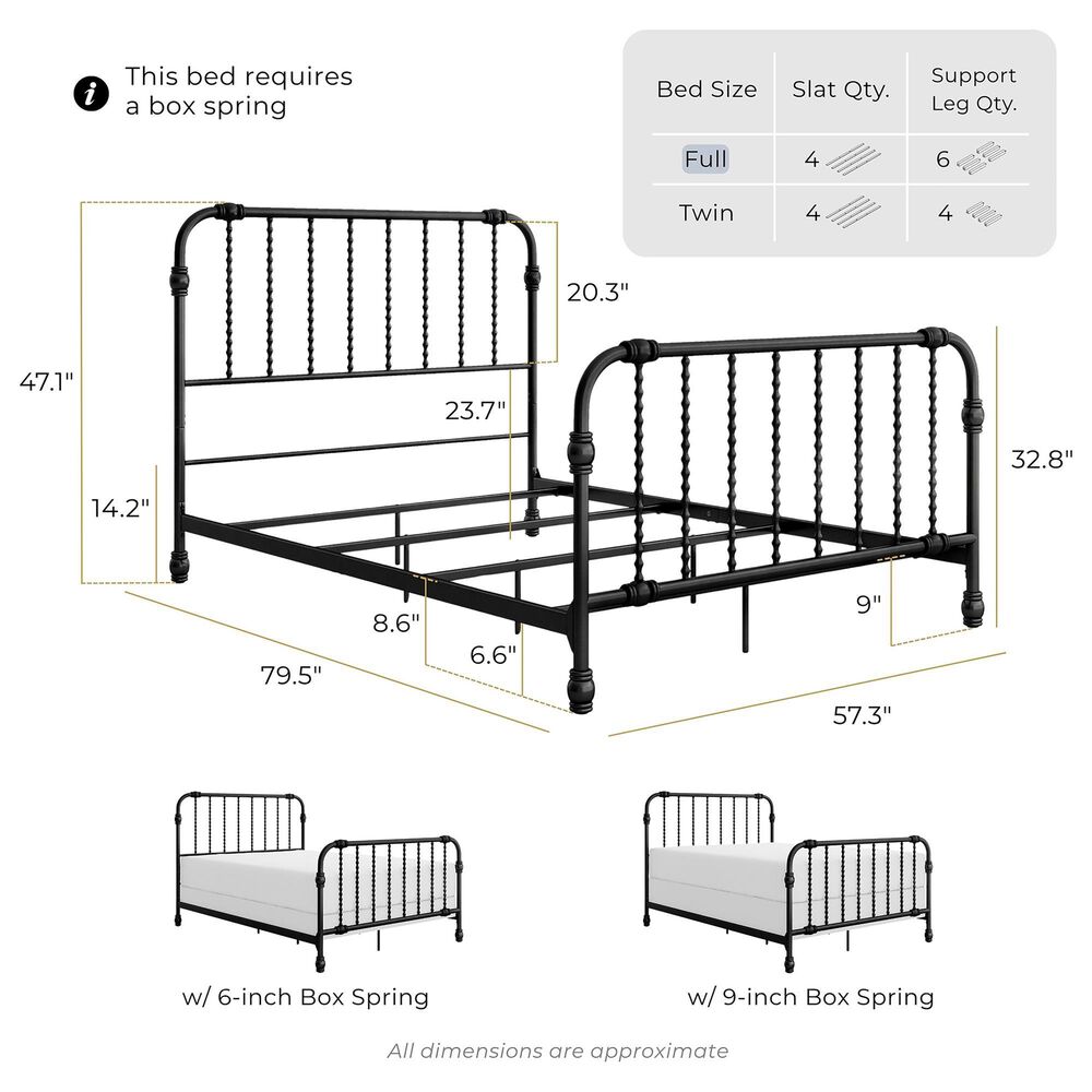 Furniture of America Wren Full Spindle Kids Bed in Black, , large
