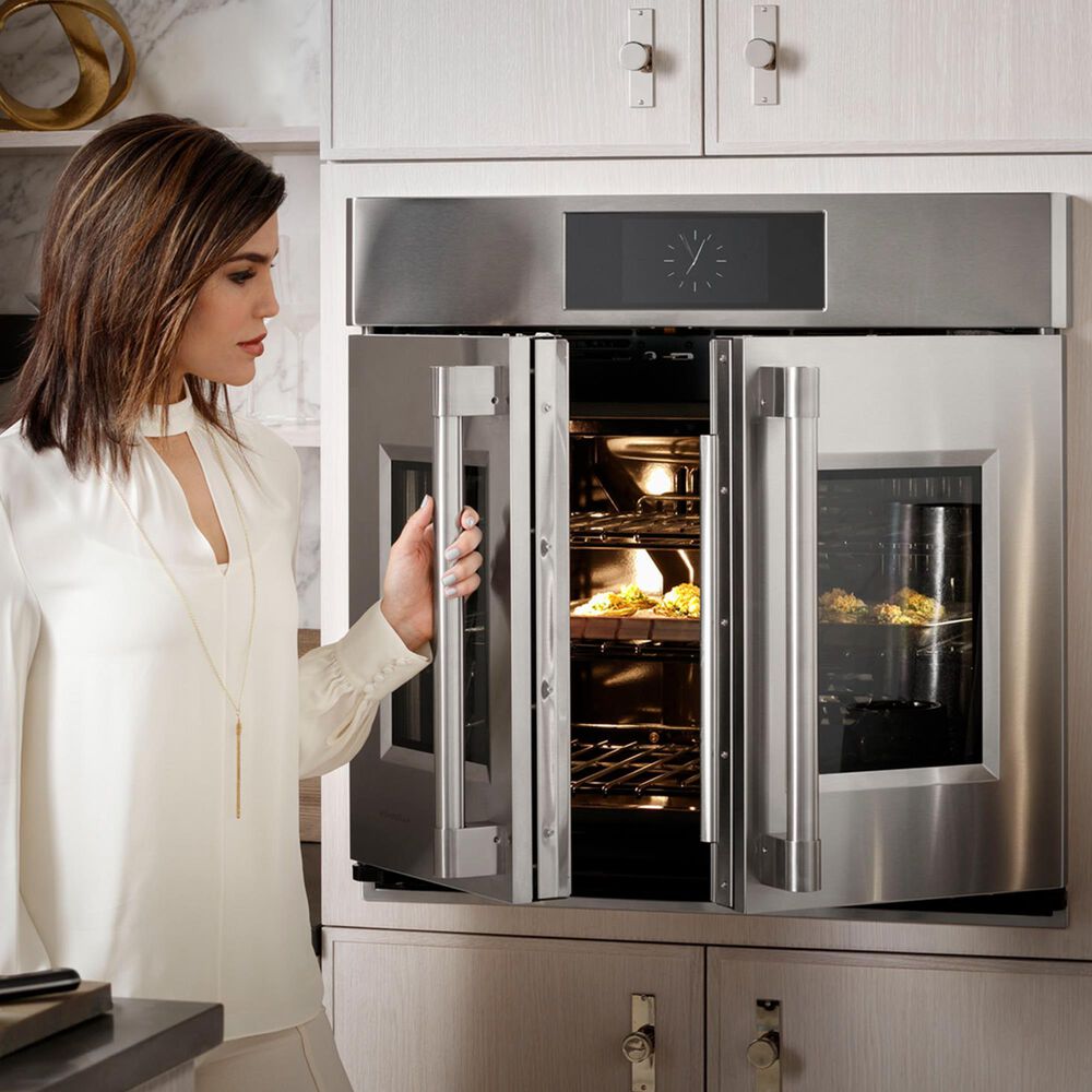 Monogram Statement 30&quot; French Door Electric Double Wall Oven in Stainless Steel, , large