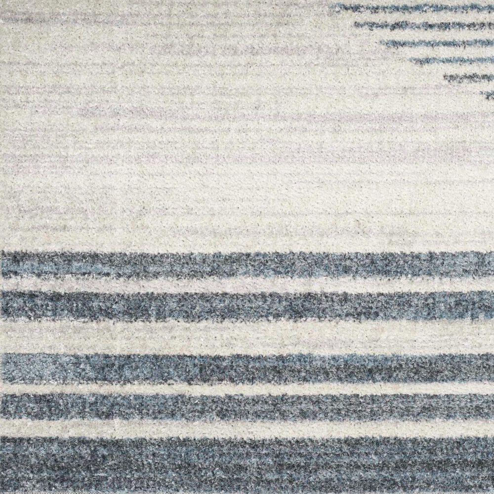 Nourison Astra Machine Washable ASW05 2&#39;2&quot; x 10&#39; Ivory and Blue Runner, , large