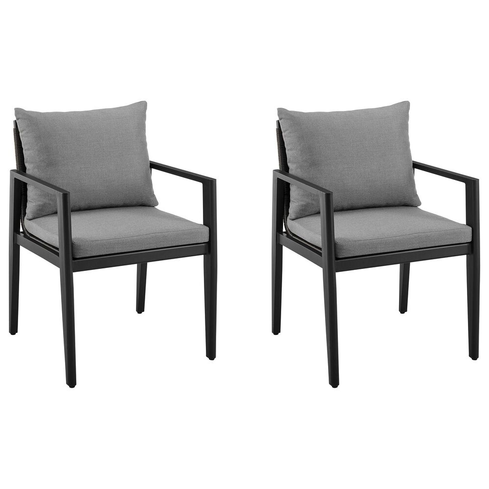 Blue River Cayman Outdoor Arm Chair with Dark Grey Cushion in Black (Set of 2), , large