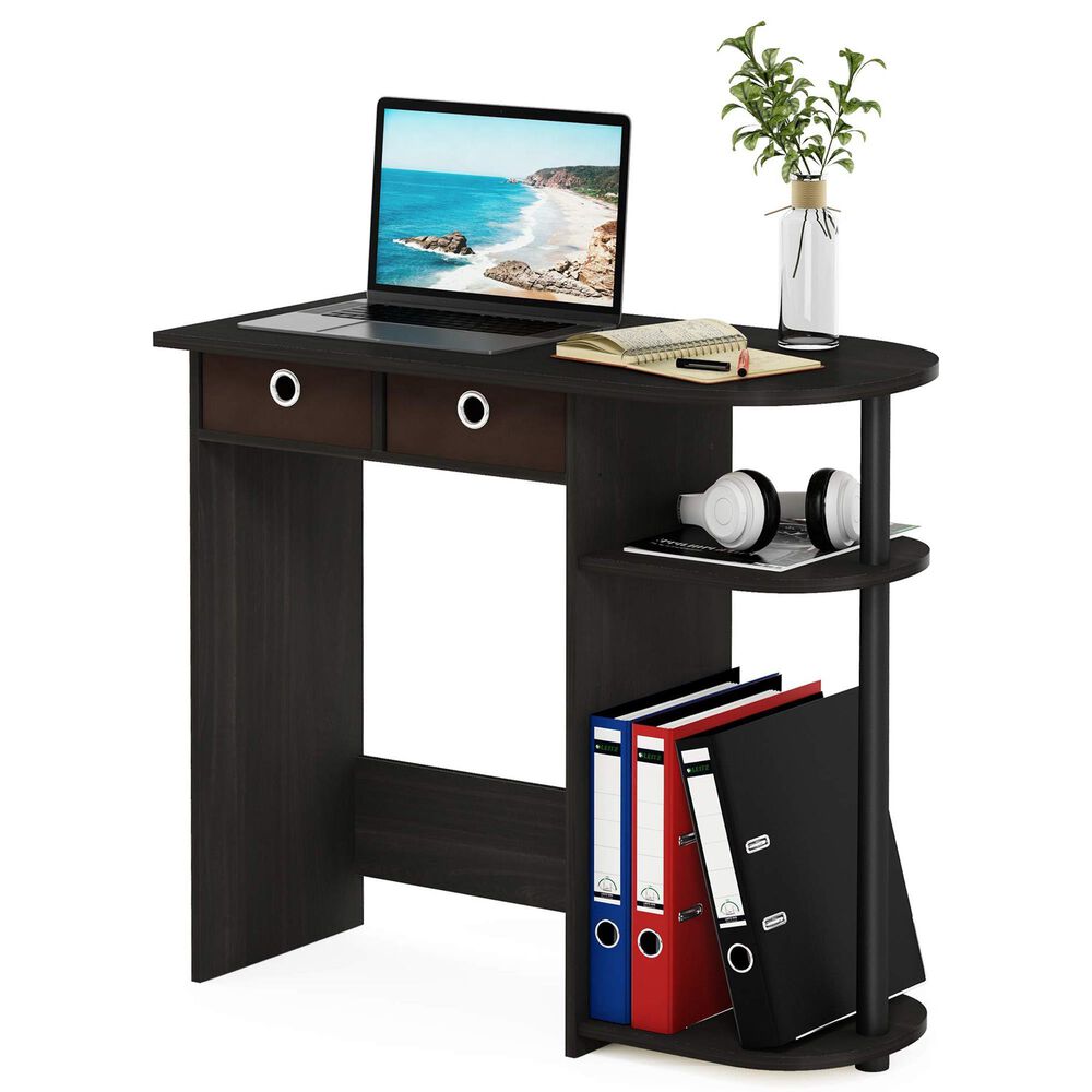 HOMLUX 32" Computer Desk with Two Drawers in Espresso and Black, , large