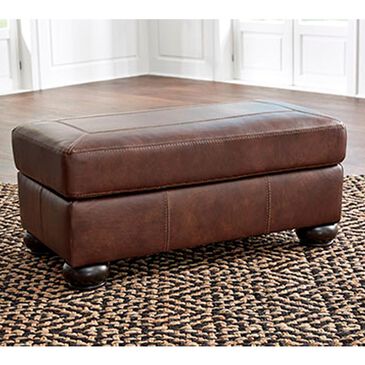 Signature Design by Ashley Bearmerton Leather Ottoman in Vintage Brown, , large