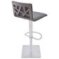 Blue River Crystal Adjustable Swivel Bar Stool in Gray Faux Leather, Stainless Steel and Gray Walnut Veneer, , large
