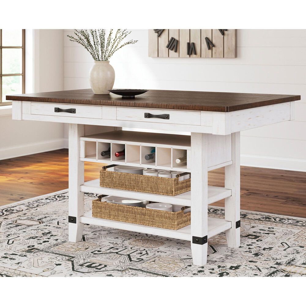 Ashley Valebeck Counter Height Table in White and Brown - Table Only, , large