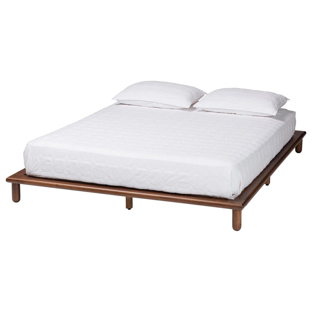 Baxton Studio Alivia King Platform Bed Frame in Walnut Brown, , large