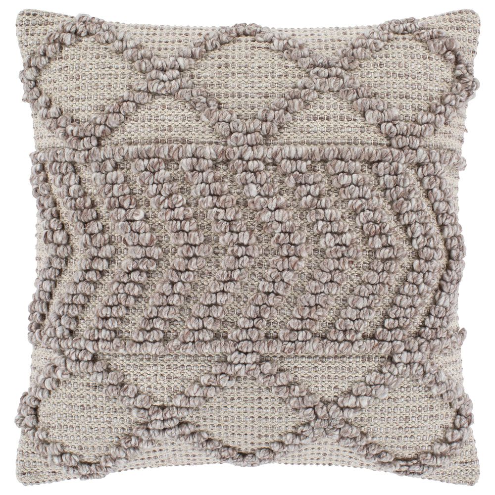 Surya Inc Adam 20" x 20" Down Pillow with Hand Woven in Cream, Taupe and Light Beige, , large