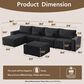 HOMLUX 127.4" Sectional Sofa in Black, , large