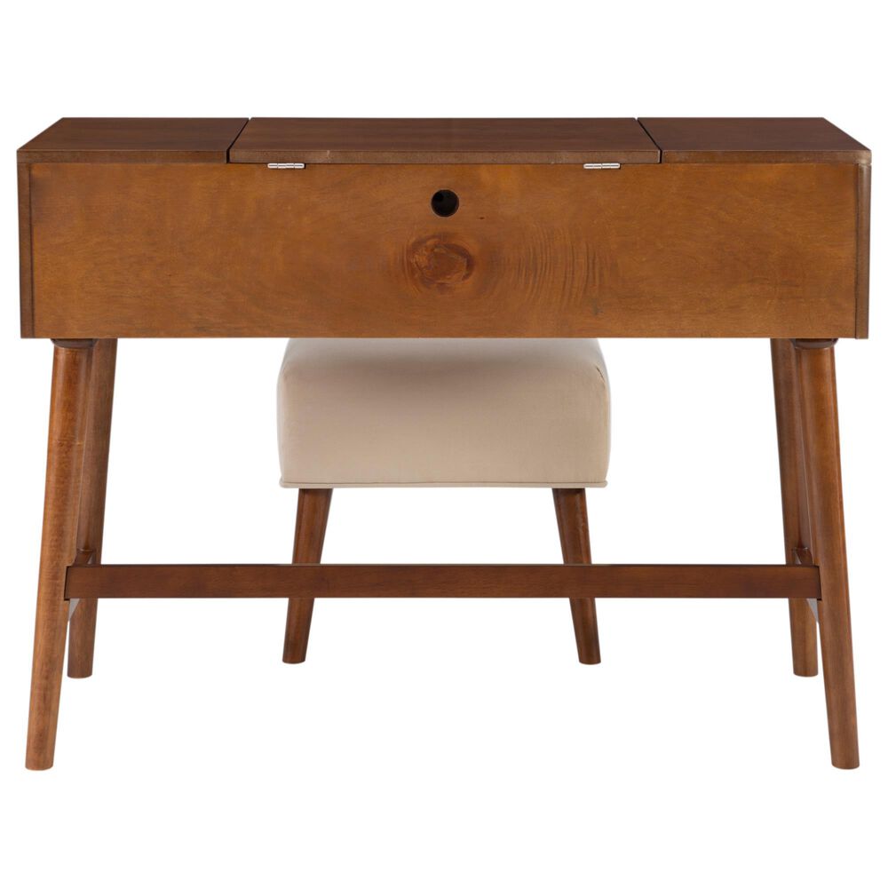 Linon Home Decor Viola Vanity with Stool in Walnut, , large