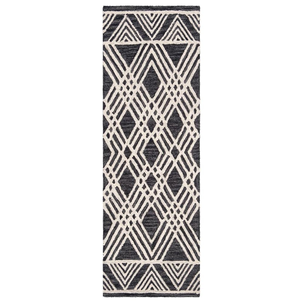 Safavieh Micro-Loop MLP155H 2"3" x 7" Charcoal and Ivory Runner, , large