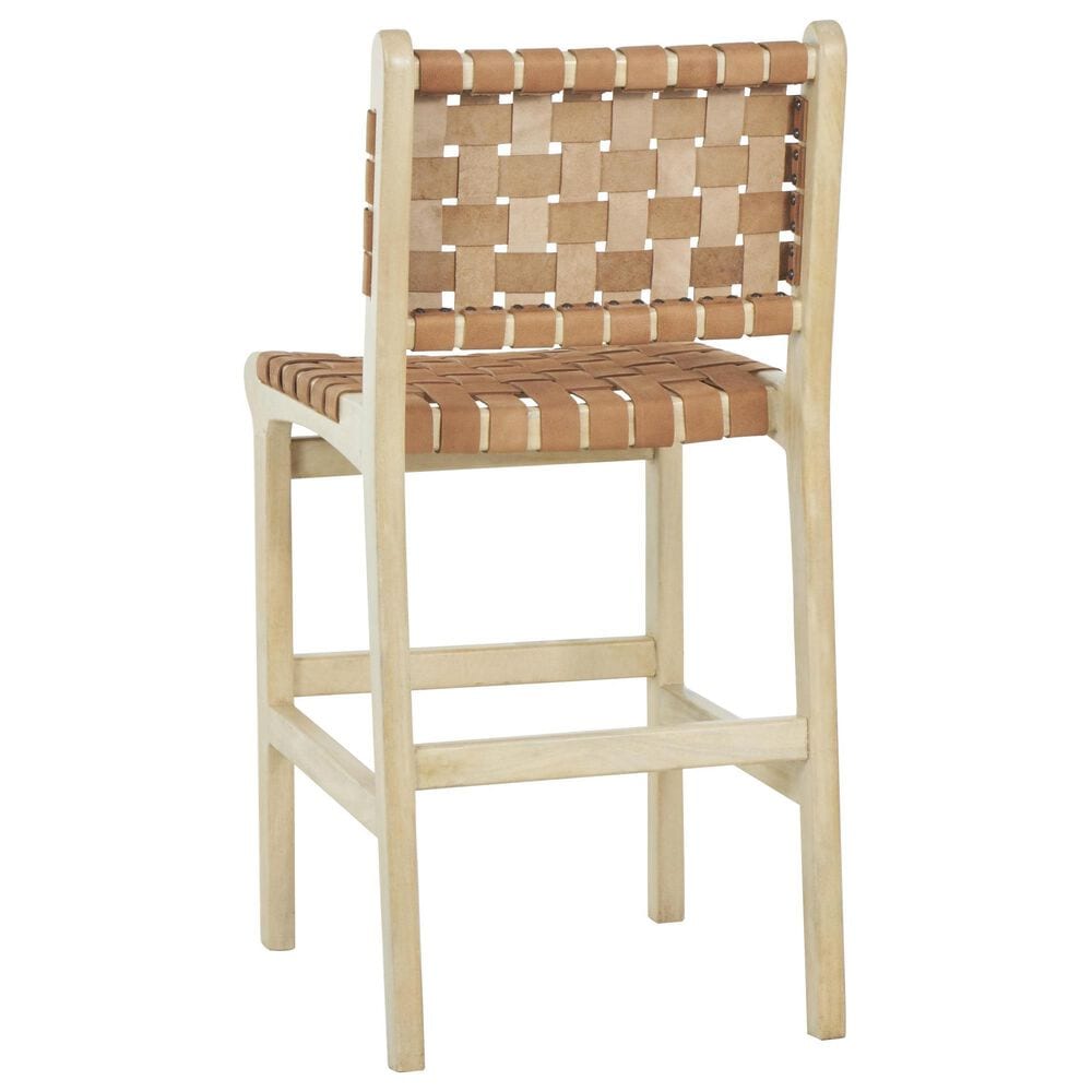 Maple and Jade Handmade Woven Kitchen Bar Stool with Light Brown Cushion in Light Brown, , large