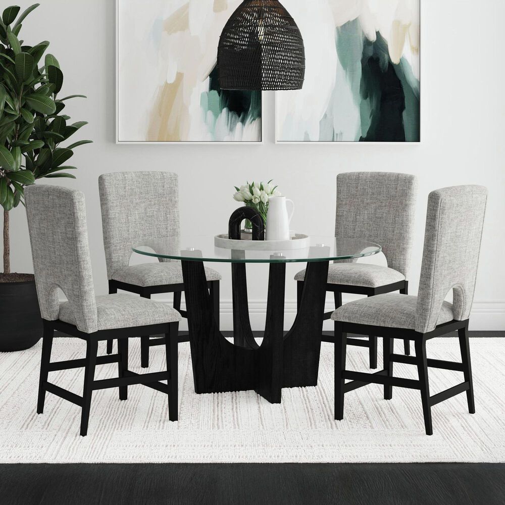 Mayberry Hill Oregon Side Chair with Grey Cushion in Black, , large