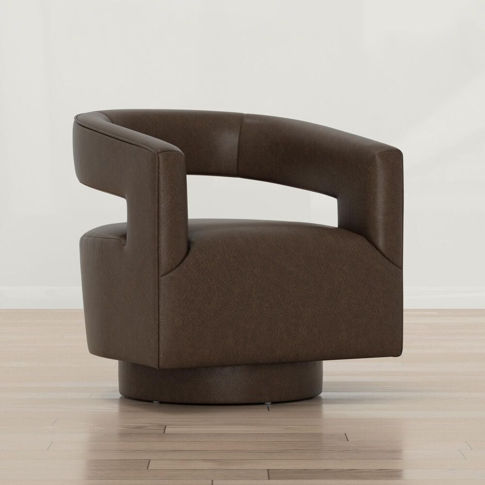 Golden Wave Furniture Brunco Swivel Chair in Dark Brown, , large