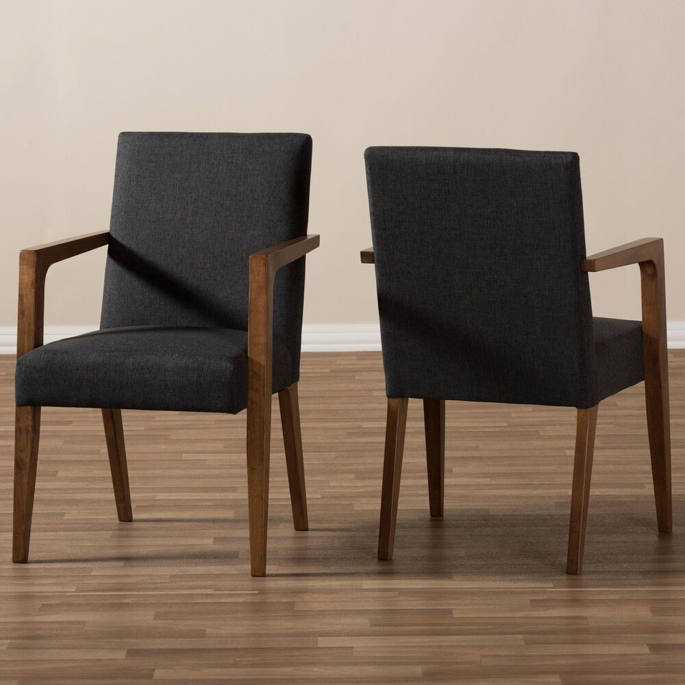 Baxton Studio Andrea Lounge Chair in Dark Grey (Set of 2), , large