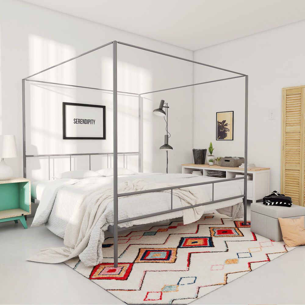 Novogratz Marion King Canopy Bed in Dark Gray, , large