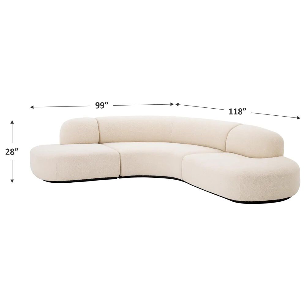 Eichholtz Bjorn 3-Piece Stationary Curved Sectional in Boucle Cream, , large