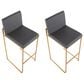 Lumisource Fuji Stackable Barstool with Grey Faux Leather in Gold (Set of 2), , large