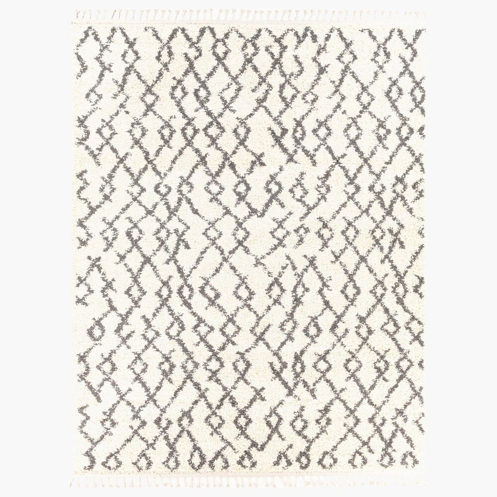 Surya Berber Shag BBE2301 7"10" x 10"2" Charcoal and Light Beige Area Rug, , large