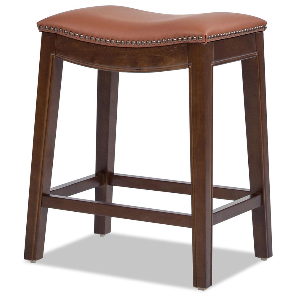 Jennifer Taylor Home Barlow 24.5" Backless Saddle Counter Stool in Bourbon Brown, , large