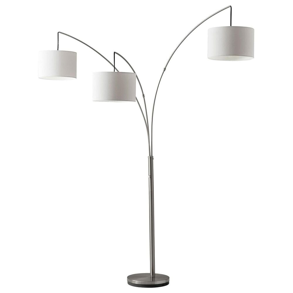 Adesso Trinity Arc Lamp in Satin Steel, , large