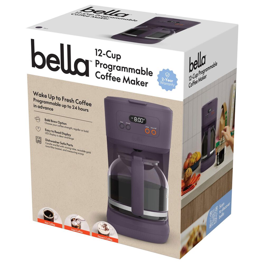 Bella 12-Cup Programmable Coffee Maker in Plum, , large