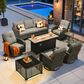 HOMLUX 9-Piece Outdoor Conversation Set in Dark Gray, , large