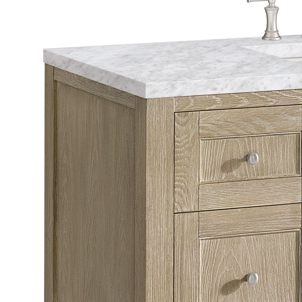 James Martin Vanities Breckenridge 48&quot; Single Vanity in Whitewashed Oak with 3 cm Carrara White Marble Top, , large