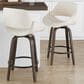 LumiSource Fabrico 26" Swivel Fixed-Height Counter Stool with Cream Noise Fabric Upholstery in Black and Glazed Walnut (Set of 2), , large