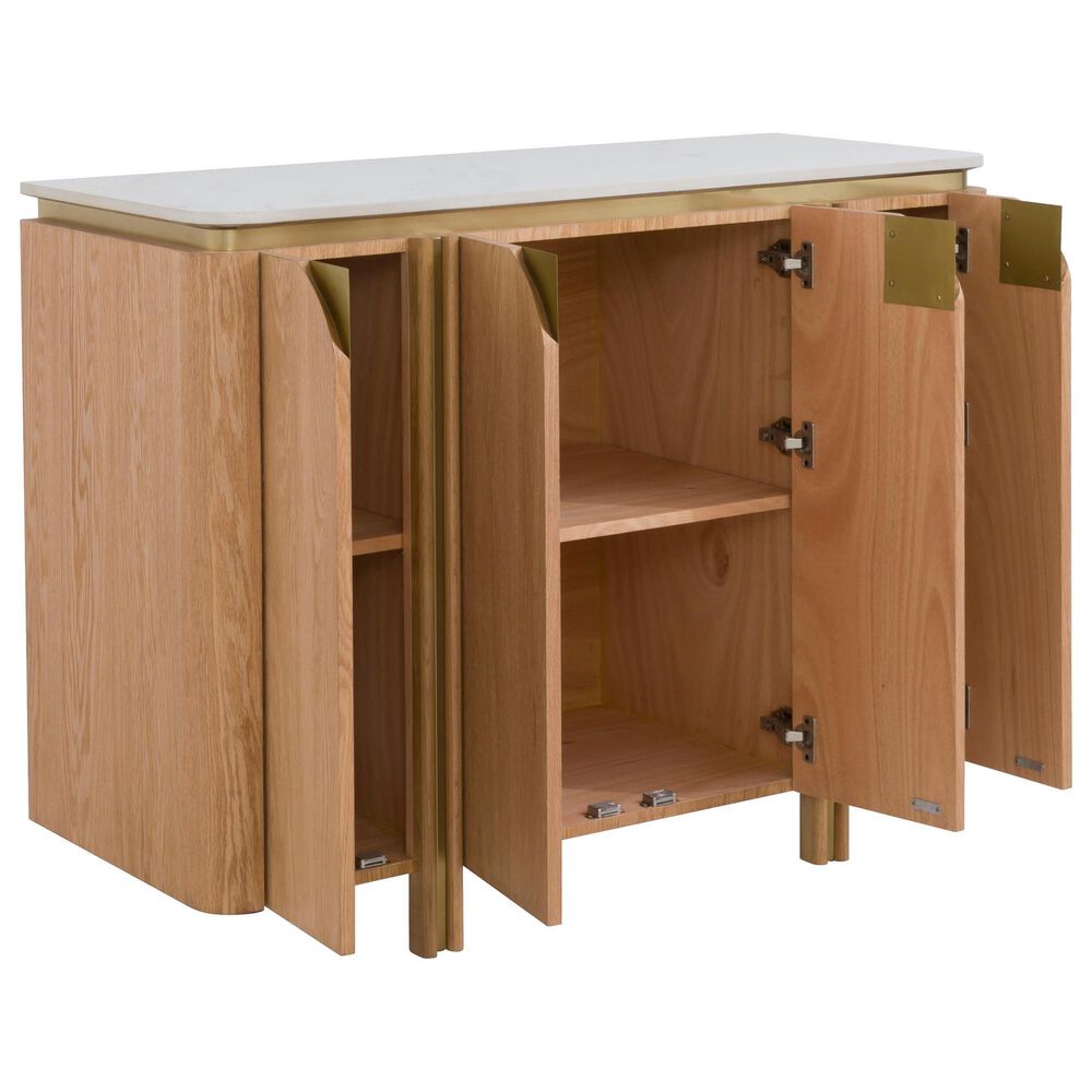 Fairfield Chair Portobello 4-Door Chest in White, Light Brown and Brushed Brass, , large