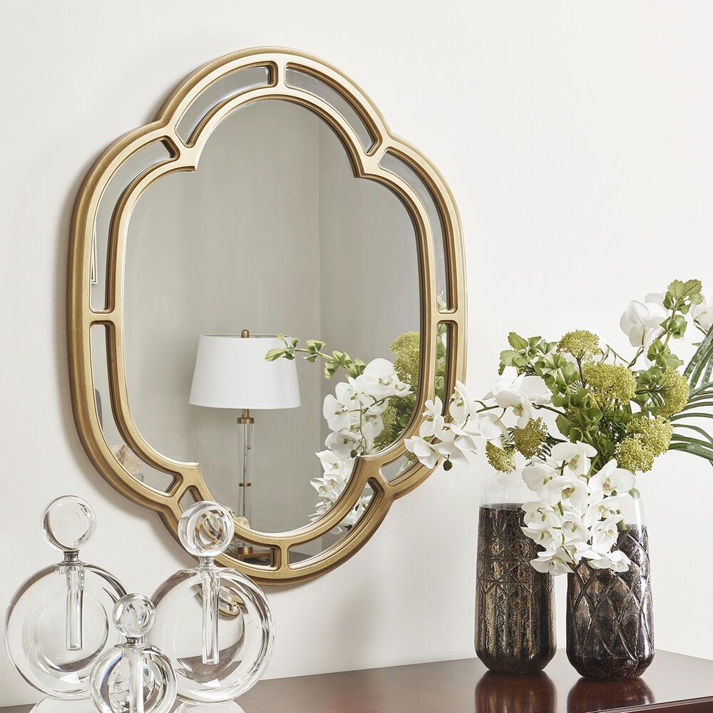 Jennifer Taylor Home Dauphin Accent Wall Mirror in Golden Oak NFM