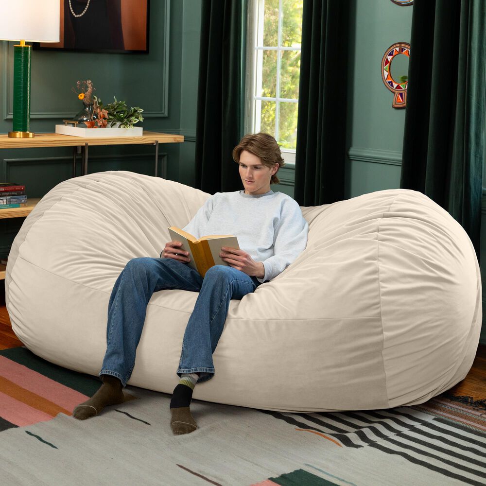 Jaxx Grand Lounger 7&#39; Bean Bag Sofa in Ivory, , large