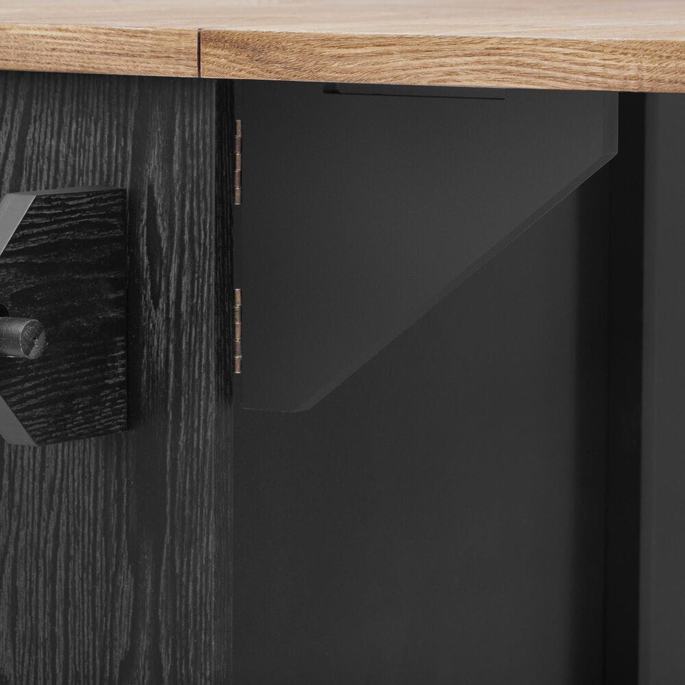 HOMLUX 51" Fluted Kitchen Island with Drop Leaf in Black Ash, , large