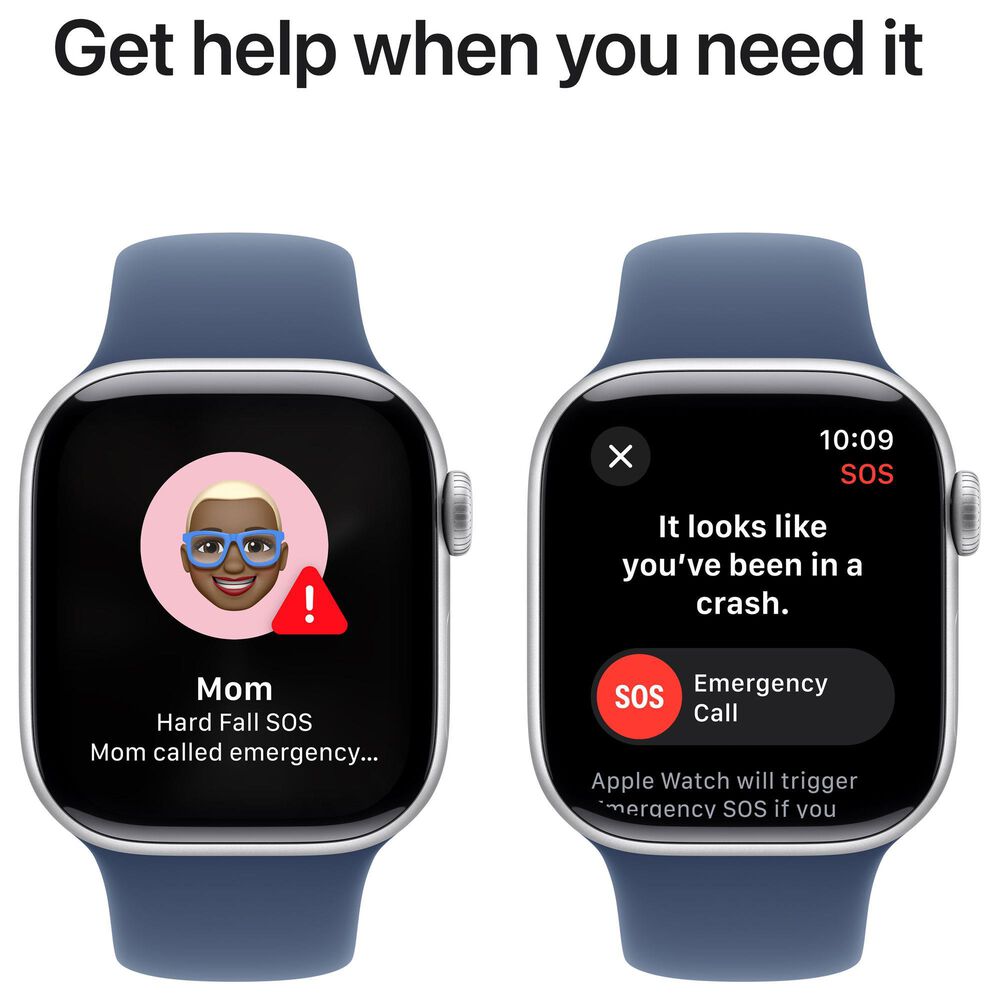 Apple Watch Series 10 GPS 42mm Silver Aluminum Case with Denim Sport Band - S/M, , large