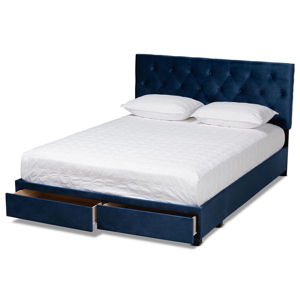 Baxton Studio Caronia Queen Upholstered Storage Bed in Navy Blue, , large
