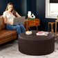 Jaxx Candler Faux Leather Ottoman in Chocolate, , large