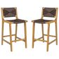 Hearth and Haven Outdoor Armless Barstool with Light Teak Frame in Dark Brown (Set of 2), , large