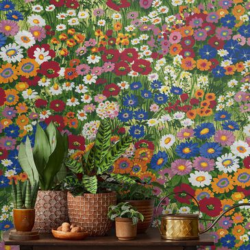 NextWall Floral Meadow 216" x 20.5" Peel and Stick Wallpaper in Multicolor, , large