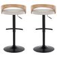 LumiSource Grotto Swivel Barstool with Oat Fabric Upholstery in Black and Whitewashed (Set of 2), , large